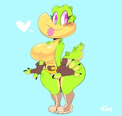 1girls anthro blue_background breasts chibi crocodilian cute female female_only furry heart scalie simple_background smile solo sydney_swamp_(vimhomeless) thick_thighs thighs tongue tongue_out vimhomeless