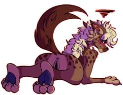 absurd_res alpha_channel anthro anus blush butt cinnabiitez_(artist) embarrassed embarrassing_exposure feet female genitals hi_res hyena mammal pawpads paws raised_tail solo tail tripping vulva