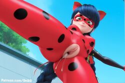 after_sex after_vaginal ai_generated animal_ears black_hair blue_hair braided_hair closed_mouth covered_nipples cum_in_pussy cum_inside deik0 domino_mask from_below green_eyes ladybug_(character) long_hair marinette_dupain-cheng miraculous:_tales_of_ladybug_and_cat_noir miraculous_ladybug outdoors pussy sky smile superhero_costume superheroine