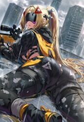1girls ai_generated ass big_ass blonde_hair bubble_butt dat_ass fat_ass female female_only gun huge_ass large_ass lying military_uniform rifle sniper_rifle soldier solo thick_ass thick_thighs trigger_(zenless_zone_zero) visor weapon wide_hips yuneillusts zenless_zone_zero