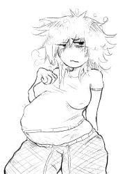 anon anonymous_character big_breasts female fetal_movement messy_hair mishapburger pregnant pregnant_female stretch_marks tired tired_eyes
