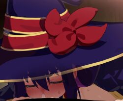 1boy absurdres animated bar_censor blue_hat blush breasts censored commentary_request cum_in_mouth cum_on_tongue fellatio female hair_between_eyes hat heart heart-shaped_pupils highres idola_avorn large_breasts long_hair looking_at_viewer male mizumizuni open_mouth oral penis pov purple_hair red_eyes sentai_red_ga_isekai_de_boukensha_ni_naru solo_focus straight sweat symbol-shaped_pupils tagme tongue_out video witch_hat