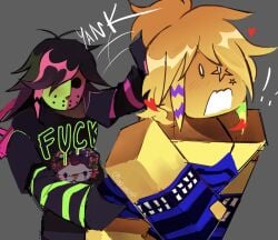 !! 1futa 1girls anal anal_sex black_skin blocky_body blush bottomless clothed forsaken_(roblox) from_behind hair_pull heart jason_(forsaken) jason_voorhees noob_(forsaken) onomatopoeia open_mouth party_noob_(forsaken) pulling_hair roblox roblox_game robloxian sabobonds scenecore scenecore_jason_(forsaken) standing surprised tagme twitter_username watermark yellow_skin