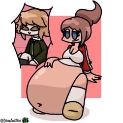 1girls animated animated belly_bulge breasts drawadicted fat female female_pred larger_female obese pred prey tagme vore vore_belly