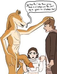 1girl2boys 1girls 2boys 2boys1girl alien anakin_skywalker artist_request big_cock big_penis brown_hair cartoon_network cock_comparison comparing comparing_penis darth_vader gungan huge_cock jar_jar_binks large_cock large_penis padme_amidala small_cock small_penis small_penis_humiliation sph star_wars