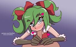 1girls alternate_costume evie_(paladins) green_hair merrymaker_evie oral paladins stuffted