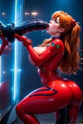 ai_assisted ai_generated asuka_langley_sohryu dildo dildo_blowjob neon_genesis_evangelion plugsuit