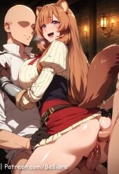 1girls 2boys abs ai_generated anus belliora blush breasts breasts_bigger_than_head cowgirl_position female female_on_top gigantic_breasts huge_breasts hyper_breasts indoor_sex long_hair male narrow_waist narrowed_eyes netorare pov raccoon_girl raphtalia sex tagme tate_no_yuusha_no_nariagar thick_thighs vaginal_penetration