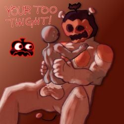 big_ass big_body blush cum cum_inside cumming_while_penetrating deltarune deltarune_chapter_4 gay gay_sex jackenstein pumpkin_head size_difference small_ass