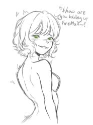 battle_for_dream_island bfdi bfdia blush cowgirl_position firey_(bfdi) green_eyes leafy_(bfdi) object_shows teasing