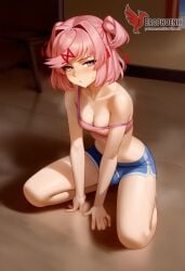 1futa 1girls 2d ai_generated ass bangs barefeet big_ass bra breasts doki_doki_literature_club erection erection_under_clothes erophoenix feet female female_focus full_body futanari intersex looking_at_viewer looking_back natsuki_(doki_doki_literature_club) nude pale_skin pale_skinned_female patreon_username pink_eyes pink_hair small_breasts small_penis smile soles solo solo_female sweat thick thick_thighs toes uncensored