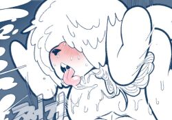 cocker_spaniel covered_eyes furry furry_male korean_text messy_hair p4n1 sweat