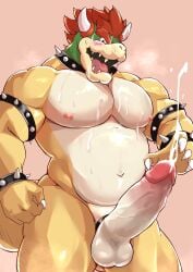2025 2_horns 4_fingers absurd_res accessory anthro armband balls big_penis biped blush blush_lines bodily_fluids bowser bracelet breath claws cock_ring collar cum cum_on_chest cum_on_face cum_on_own_chest cum_on_own_face cum_on_self cumshot digital_media_(artwork) ejaculation erection eyebrows finger_claws fingers genital_fluids genitals glans glistening glistening_balls glistening_body glistening_genitalia glistening_penis hair hands-free hi_res horn humanoid_genitalia humanoid_penis jewelry kemonokoko koopa looking_at_viewer male male_anthro mario_bros multicolored_body multicolored_tail musclegut muscular muscular_anthro muscular_male navel nintendo nipples nude nude_anthro nude_male open_mouth pecs penis penis_accessory penis_jewelry pink_glans pink_nipples red_eyebrows red_eyes red_hair scalie sharp_teeth simple_background slightly_chubby slightly_chubby_anthro slightly_chubby_male solo spiked_armband spiked_bracelet spiked_collar spikes spontaneous_ejaculation sweat tail tan_body tan_tail teeth tongue_showing white_balls white_body white_penis white_tail