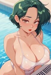 ai_generated cartoon cartoony cute looking_at_viewer needmymommy quinn_castillo swimming_pool swimsuit western_art