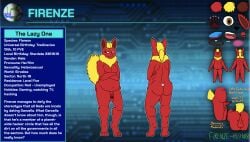 1boy 2025 absurd_res anthro anthro_only anus ass balls big_balls big_butt blonde_hair blonde_mane brown_eyes circumcised crossed_arms eeveelution english_text firenze_(scoutthecat02) flareon fur game_freak generation_1_pokemon genitals hair hi_res humanoid_genitalia humanoid_penis male male_flareon male_only mane measurements model_sheet nintendo nipples nude overweight overweight_male pawpads penis planet pokemon pokemon_(species) ponytail pouting presenting presenting_hindquarters red_body red_fur scoutthecat02 solo solo_anthro solo_male tail text yellow_tail