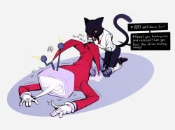 2boys anal anal_insertion blush catboy deltarune deltarune_chapter_3 feline fisting furry gay gay_sex original_character robot tagme_(artist) tenna_(deltarune) tv_head yaoi