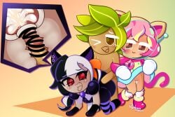 1boy 2girls 2girls1boy alt_girl alternative_fashion arm_gloves arm_support astronaut astronaut_cookie behind_another black_and_white_hair black_gloves blush breeding cat_costume cat_ears cat_girl cat_girls cat_tail censored costume cum_dripping_out_of_pussy cum_in_pussy cum_inside cum_splatter cumshot currant_cream_cookie dick_in_pussy doggy_style donut dress dripping_cum dripping_pussy emo_girl feline gloves goth goth_girl green_hair harem herb_cookie holding_onto_partner horny_female impregnation internal_cumshot internal_view leaf_hair legwear no_panties no_pants on_knees penetrating penetration penetration_from_behind pierced_ears pink_hair pleasured_face pussy_penetration ribbon rotoko shoes shoes_only shoulder_pads straight straight_sex striped_legwear striped_thighhighs thigh_highs thighhighs threesome vampire_teeth white_legwear