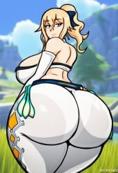 1girls ai_generated genshin_impact huge_ass jean_gunnhildr looking_back tagme