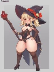 angry ass blonde_hair breasts collar fangs fat_ass female female_only grumpy half-dressed hips hips_wider_than_shoulders magic magical_girl naked_female nipples oc original original_character pantyhose petite pussy red_eyes short_hair shortstack skimpy skimpy_armor skimpy_clothes skimpy_outfit small_breasts solo solo_female soveno staff stockings tights twintails wide_hips witch witch_hat