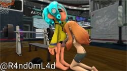 blowjob fellatio gym meggy_spletzer oc octoling octoling_boy orange_hair original_character r4nd0m_l4d self_upload sfm smg4 smg4_(character) source_filmmaker splatoon splatoon_(series) splatoon_3 trainer twitter_link