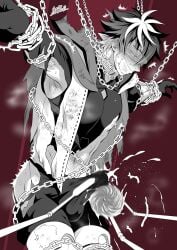 blindfold blindfolded bondage chains charlemagne_(fate) fate/grand_order fate_(series) gag gagged gay male male_only restrained tight_clothing tokimachi_eisei torn_clothes yaoi