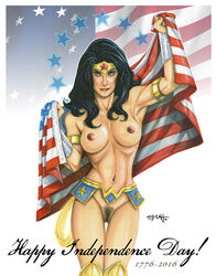 abs amazon areolae armlet athletic biceps black_hair blush blushing bracelet breasts busty dc dc_comics diana_prince eyelashes eyeliner female female_focus female_only flag hourglass_figure knee_boots large_breasts lasso lasso_of_truth long_hair medium_breasts nail_polish navel nipples nude nude_female pinup pose posing pubic_hair pussy solo standing tagme tcatt tiara toned toned_female vagina wonder_woman wonder_woman_(series)