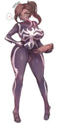 1futa ball_bulge balls balls_under_clothes big_penis breasts dark-skinned_futanari dark_skin dickgirl erection full_body futa_only futanari humanoid humanoid_penis inkbuns intersex large_breasts large_penis marvel parasite penis penis_out she-venom solo_focus solo_futa spider-man_(series) standing symbiote testicles tight_clothing tongue tongue_out wide_hips