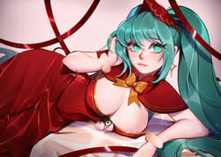 1girls alternate_costume anntan-desu big_breasts breasts cleavage female female_only large_breasts league_of_legends silent_night_sona snowdown_showdown_series solo sona_buvelle