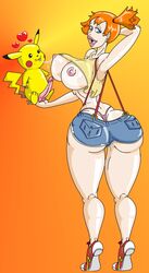 aged_up armpits female human kanex kasumi_(pokemon) male nintendo pikachu pokemon pokephilia thong