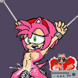 amy_rose arms_above_head bondage color dr._eggman dr_robotnik forced forced_orgasm forced_vibrator green_eyes headband lowres nipples nude open_mouth pink_fur purple_background sex_machine sonic_(series) sweat tears vibrator