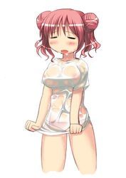 breasts hidamari_sketch hiro nipples panties shirt underwear wet wet_clothes wet_shirt white_background