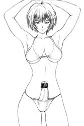 1futa bikini censored dusty_heaven erection futa_only futanari intersex large_breasts monochrome neon_genesis_evangelion penis pointless_censoring rei_ayanami solo solo_futa swimsuit