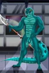 2018 anthro balls claws digital_media_(artwork) dragon male male_only nude penis scalie scylez_art smile solo standing