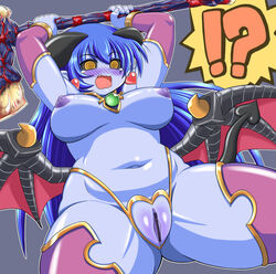 astaroth astaroth_(shinrabanshou) blue_skin breasts censored demon_girl demon_horns demon_tail demon_wings fangs horns medium_breasts nipples plump pointy_ears pussy shinrabanshou succubus tail