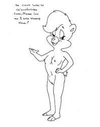 adventures_of_the_gummi_bears anthro bark_(artist) bear disney english_text female female_only fur mammal medium_breasts monochrome nipples pussy solo sunni_gummi