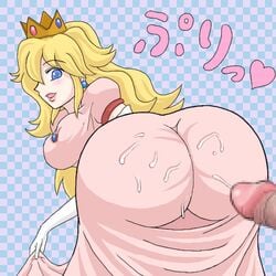 ass big_ass cum dress elbow_gloves gloves mario_(series) nintendo penis photoshop princess_peach shown straight_hair