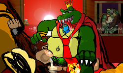 color donkey_kong donkey_kong_(series) fellatio furry interspecies jiggawhat k_rool kong kremling male male_only multiple_males nintendo no_humans oral teeth tongue yaoi