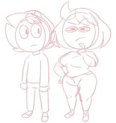 claire_&_james clarissa_macias d00dlejam female hips human james_bear monochrome sketch thick_thighs thighs wide_hips