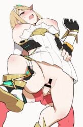 animated bakkanki blonde_hair carrying_partner futa_on_female futanari large_breasts loop mythra pyra red_hair rough_sex satoriwappa selfcest tagme vaginal_penetration video xenoblade_(series)