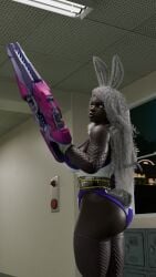 1girls 3d african african_female ass cosplay dark-skinned_female female gilf grey_hair lacoux3d miruko_(cosplay) my_hero_academia overwatch overwatch_2 sojourn_(overwatch)