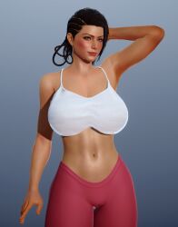 1girls 3d 3d_(artwork) ass azucena_milagros_ortiz_castillo bandai_namco beach big_ass big_breasts breasts brown_hair clothing dark-skinned_female dark_skin earrings erect_nipples female female_only flower_in_hair green_eyes hair_ornament huge_breasts human latina medium_hair namco peruvian peruvian_female pose seductive solo standing swimwear tekken tekken_8 thick_thighs video_game_character voluptuous voluptuous_female wide_hips