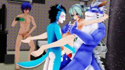 16:9 2019 3d anal anal_sex anthro balls black_hair blue_body blue_eyes blush bodily_fluids canid canine canis cuckold cum cum_inside double_penetration dragon female female_penetrated furry genital_fluids group group_sex hair hatsune_miku human human_on_anthro inflation interspecies kaito_(vocaloid) long_hair male male_penetrating malicekira mammal nipples ntr nude open_mouth orgasm penetration penis pussy rou_kemonone sex shiki_taigen shower straight tongue utau vaginal_penetration vocaloid wolf