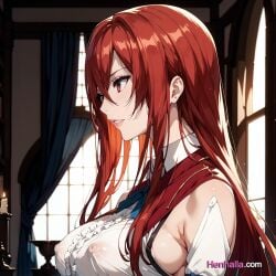 1girls ai_generated anime anime_girl big_breasts breasts dress erza_scarlet henhalla.com hentai solo solo_female young younger_female