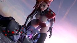 3d animated ass_up backless breasts butt butt_jiggle eidgenossin_mercy exposed_breasts from_behind hand_on_back lesbian mercy nipples no_sound on_front overwatch pounding prone_bone sageofosiris strap-on tits video widowmaker