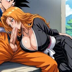 ai_generated big_penis bleach breast cheating_husband dragon_ball dragon_ball_super dragon_ball_z excited fellatio goku horny_female lying matsumoto_rangiku netorare ntr oral rangiku sexy son_goku sucking_penis