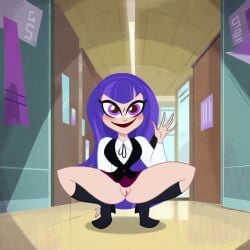 1girls ai_generated dc_super_hero_girls presenting_pussy pussy solo solo_focus spread_legs squatting zee_zatara