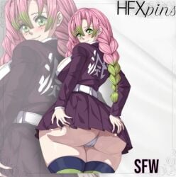 big_butt demon_slayer hfxpins kanroji_mitsuri kimetsu_no_yaiba pantyshot pink_hair thicc_thighs thick_thighs