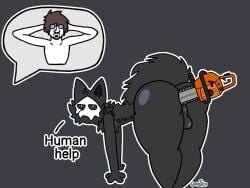 2boys anal_sex balls big_ass big_thighs changed_(video_game) dark_hair dark_skin femboy fur furry gay lin_(changed) male_only puro_(changed) surprised what