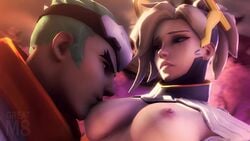 1boy 1girls 3d animated breast_feeding breast_sucking breasts gency genji greatm8 male/female mercy nipple_suck nipple_sucking nipples no_sound overwatch sensual tits video