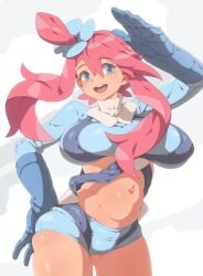 1girls 2024 2024_pokemon_teraleak 2d 2d_(artwork) 2d_artwork absurd_res absurdres belly belly_button blank_background blue_eyes breasts clothed clothed_female clothing clothing_aside creatures_(company) dark_skinned_female female female_focus female_only gamefreak hair_bun hair_ornament hair_ribbon hair_tie hairbun hi_res high_resolution highres latina long_hair looking_at_viewer medium_breasts navel nintendo pokemon pokemon_bw pose posing red_hair simple_background skyla_(pokemon) smile smiling smiling_at_viewer solo solo_female stomach tan tan-skinned_female tan_body tan_skin tenako_(mugu77) thick_thighs thighs tied_hair twintails white_background